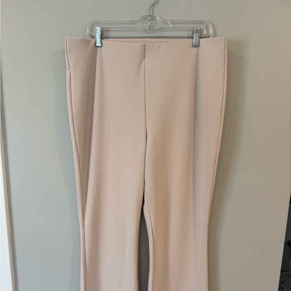 H&M Womens Pants Ivory Size XL High Rise Wide Leg Pull On Polyester Blend